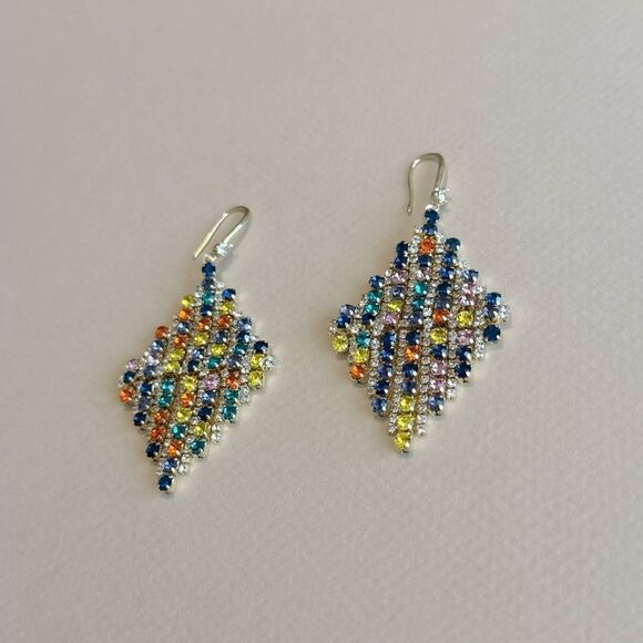 Multicolor diamond Earrings M1203 - Picture 4 of 5